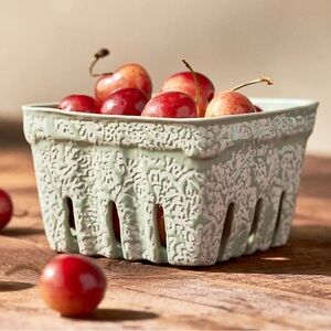 Anthropologie Berry Basket in Olive hand painted